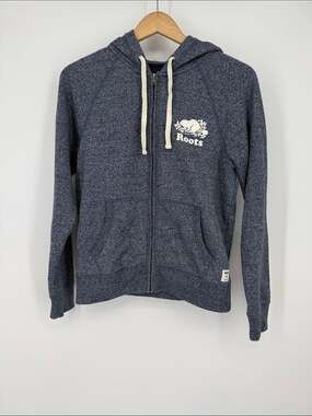 Roots Navy Heather Full-Zip Hoodie with White Logo